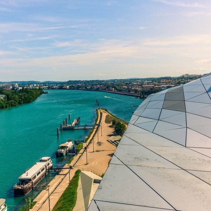 View of the confluence of the Saone and Rhone rivers in Lyon, France, on a summer's day | © Shutterstock 2387390745